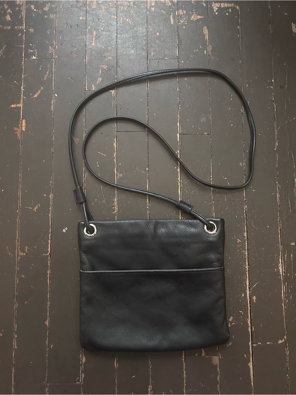 Margot Black Leather Crossbody Bag